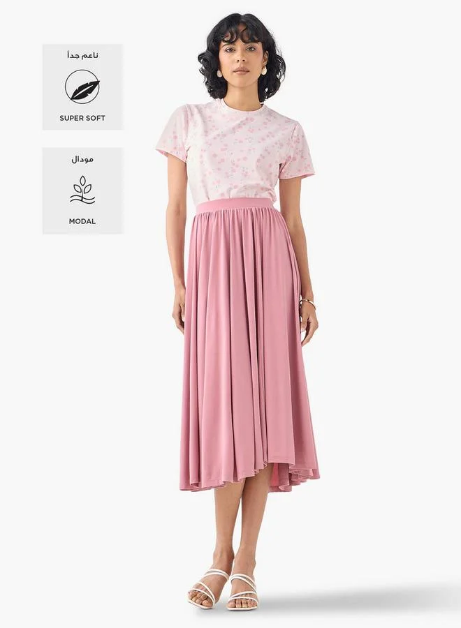 Splash FAV Pleated Flared Skirt with Flexi Comfort Elasticated Waistband