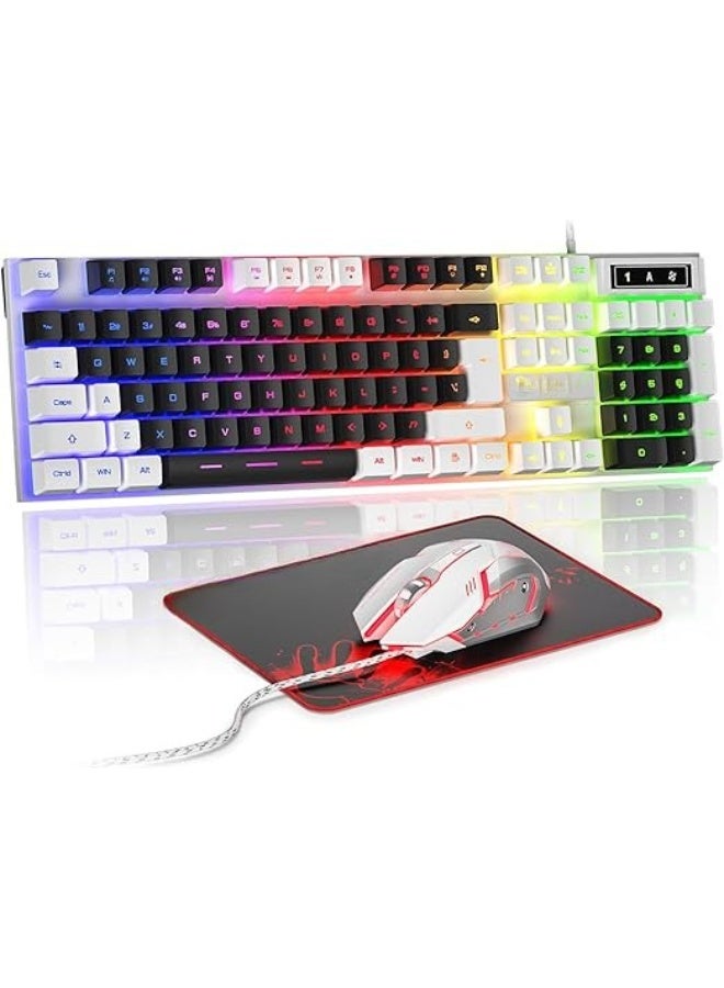 RGB Gaming Keyboard and Mouse Combo - USB Wired LED Gaming Set - High Performance for PC Computer Game and Work - Durable & Easy-to-Use - Image 1