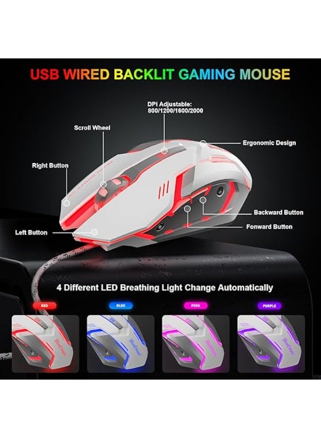 RGB Gaming Keyboard and Mouse Combo - USB Wired LED Gaming Set - High Performance for PC Computer Game and Work - Durable & Easy-to-Use - Image 2