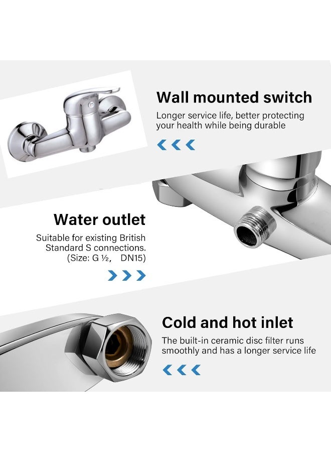 Biella G1/2" Single Level Shattaf Solid Brass Construction And Finished With Durable Chrome Plating Wall Mounted Mixer Bathtub Single Lever Hot And Cold Shower Mixer Bar For Shower Control Leveler - Image 5