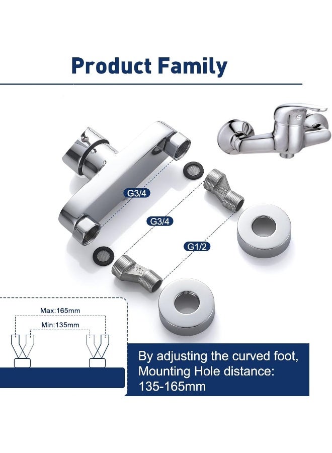 Biella G1/2" Single Level Shattaf Solid Brass Construction And Finished With Durable Chrome Plating Wall Mounted Mixer Bathtub Single Lever Hot And Cold Shower Mixer Bar For Shower Control Leveler - Image 3