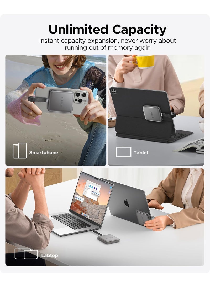 Orico ORICO2TB Magnetic External SSD, 4K ProRes HDR Record and Store, USB3.1 Gen2(1000MB/s), USB3.2 Gen2*2(2000MB/s), Portable Solid State Drive, Compatible with USB-C Smartphone, Computer - A20PLUS - Image 4