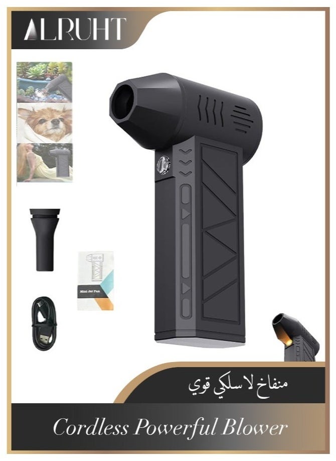 Arabest Cordless Handheld Powerful Blower, Electronic Air Blower, Cordless Leaf Blower, Air Blower Jet Fan LED Turbo Blower Turbo Violent Brushless Fan Outdoor Portable Mini Handheld Dryer  - Image 1