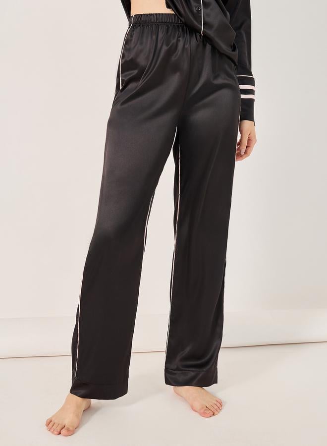 Styli Contrast Piping Detail Longline Shirt and Pyjama Set  - Image 5