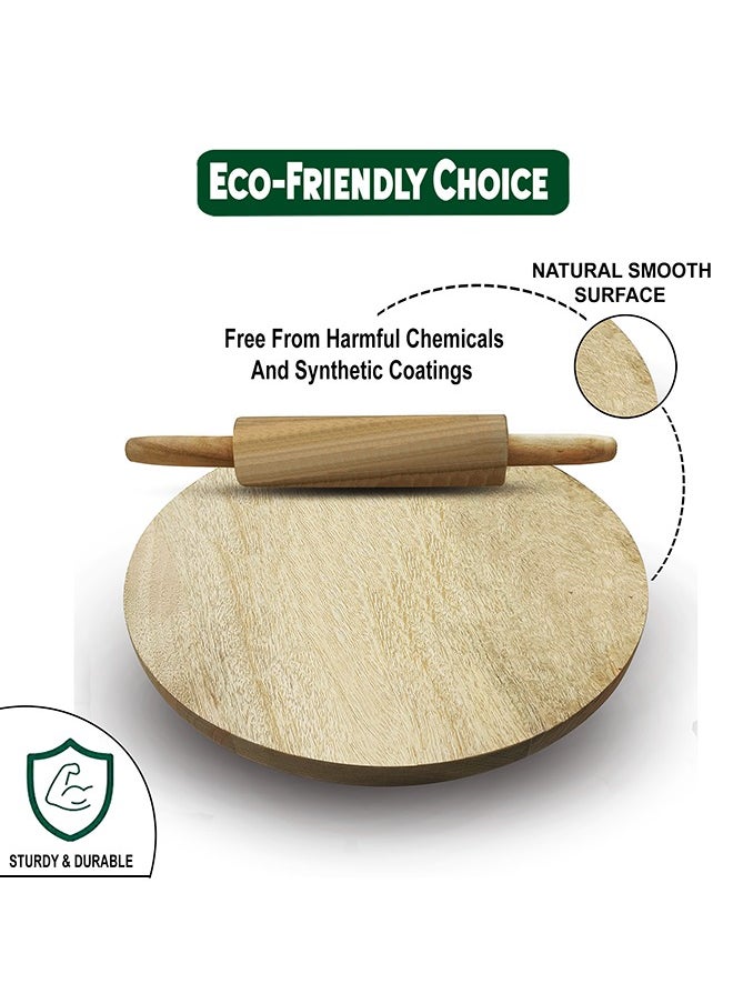 A TO Z SIH Wooden Chakla Belan 12-Inch (30.48 cm) for Pasta, Chapati, Roti, Pizza Dough & More – Premium Natural Wood, Eco-Friendly, Durable, Smooth Rolling Surface, Compact Design, Easy to Clean, Safe for Daily Kitchen Use  - Image 3