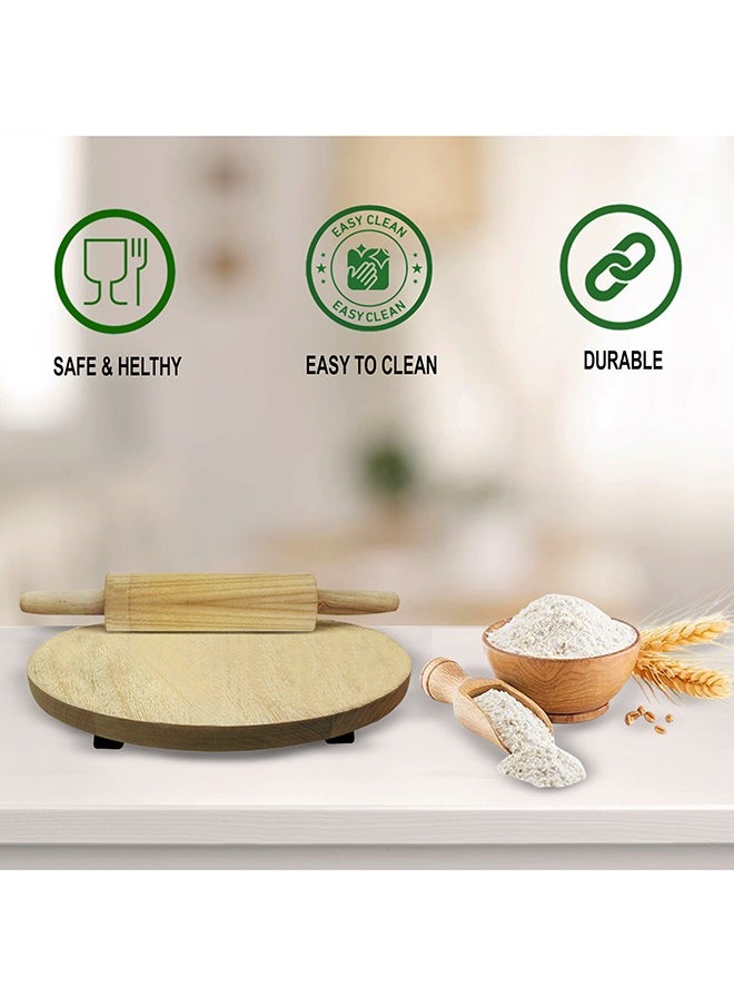 A TO Z SIH Wooden Chakla Belan 12-Inch (30.48 cm) for Pasta, Chapati, Roti, Pizza Dough & More – Premium Natural Wood, Eco-Friendly, Durable, Smooth Rolling Surface, Compact Design, Easy to Clean, Safe for Daily Kitchen Use  - Image 4