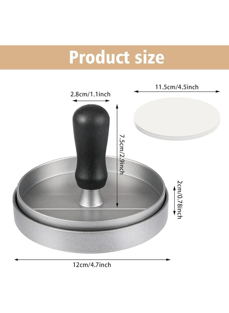 Burger Press, Non-Stick Meat Patty Hamburger Maker for Making Quarter Lb or Large 1/3 Pound Stuffed Pocket Burgers, Aluminum for BBQ Grill (100 Wax Paper) - Image 4