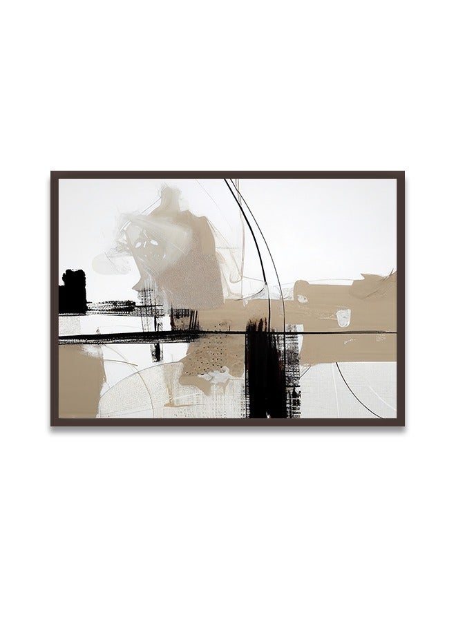 ماركتنا لوحة جدارية قماشية فنية لتزيين الحائط بتصميم تجريدي مع برواز بني مجوف مقاس 120x80سم قطعة واحدة - Image 2