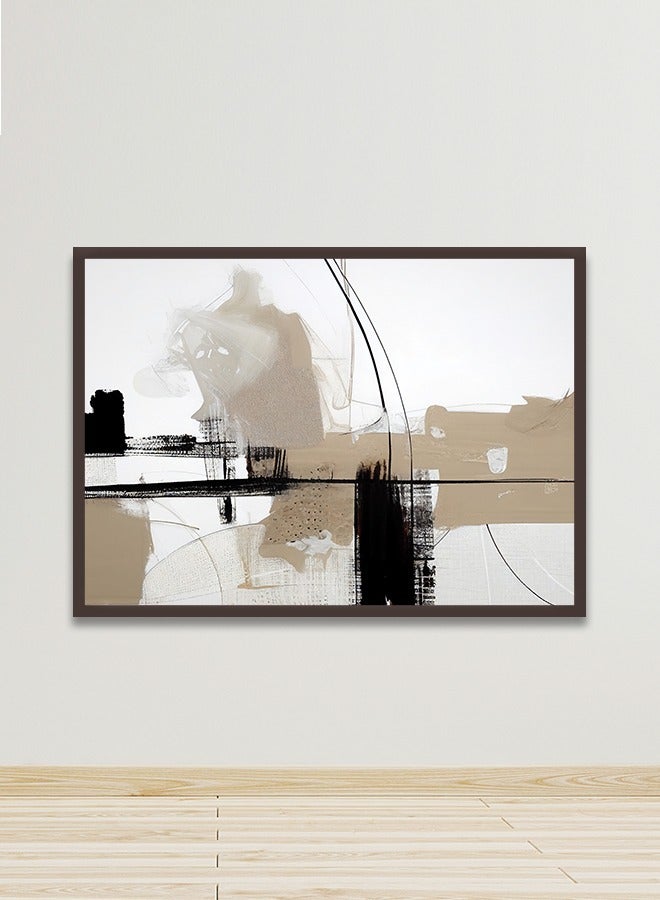 ماركتنا لوحة جدارية قماشية فنية لتزيين الحائط بتصميم تجريدي مع برواز بني مجوف مقاس 120x80سم قطعة واحدة - Image 1