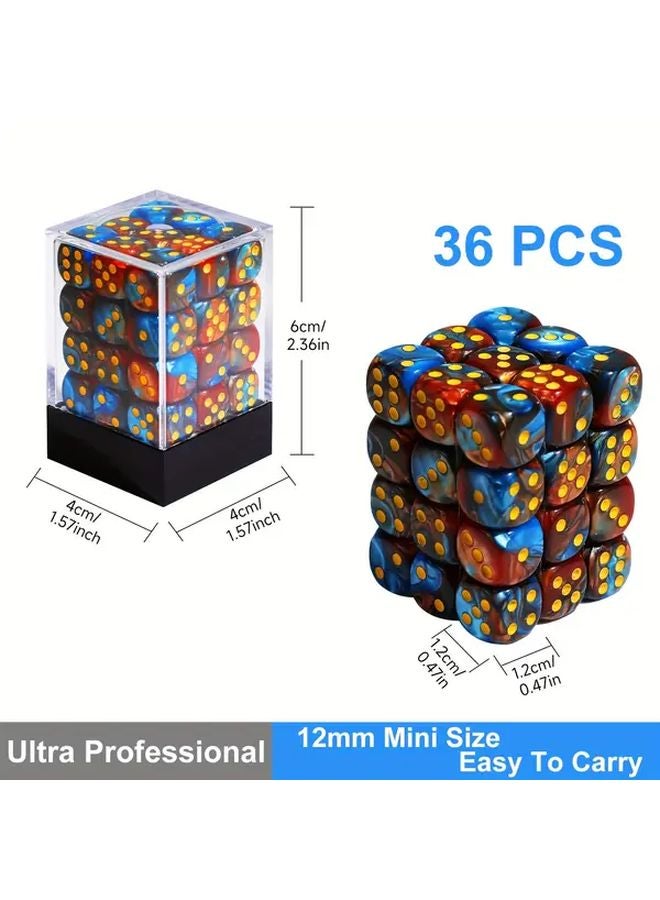 36 Pcs Red Grey Swirl Dice Set 12mm D6 Game Dice With Portable Case For MTG DND - Image 3