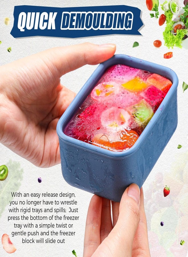 Nuogo 8 Pcs 1 Cup Silicone Freezer Containers with Lid Soup Freezer Molds Silicone Soup Containers Rectangle Trays Reusable Food Preserving Tray Ice Trays for Soups Sauces Stews(Dark Blue) - Image 5