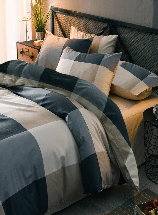 LifeTB Queen Comforter Set Boho Plaid Comforter Set 3 Pieces Geometric Comforter Set Lightweight Soft All Seasons Bedding Sets Modern Checkered Comforter Fluffy Bed Set 1 Comforter with 2 Pillow Shams - Image 2