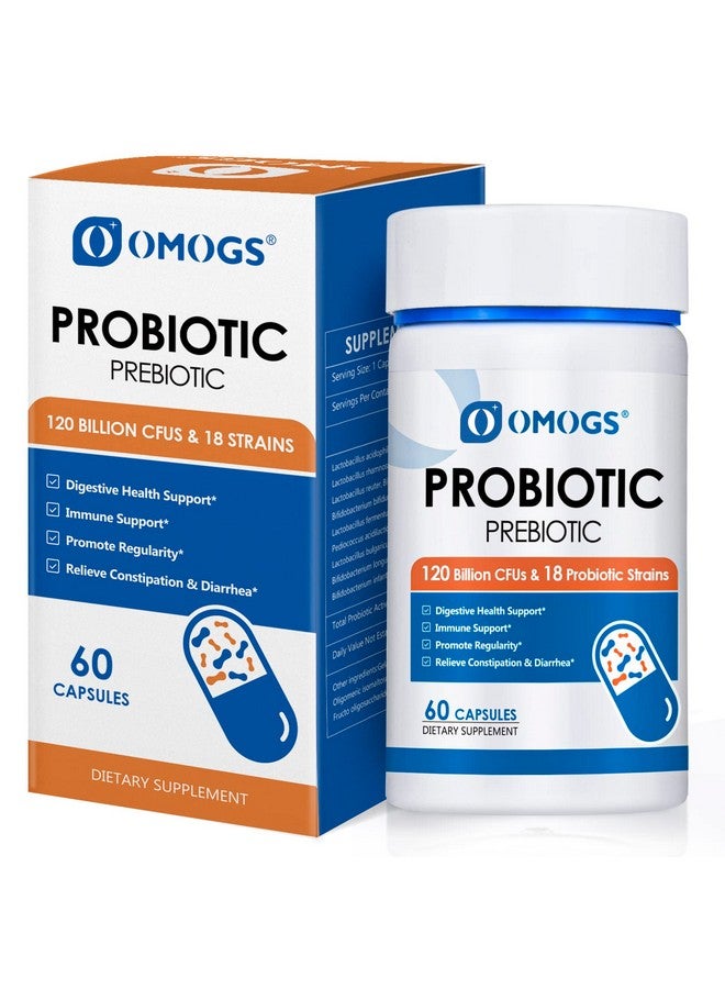 OMOGS Probiotics 120 Billion Cfus 18 Strains3Prebioticsprobiotics Capsule Suppment Helps Support Digestive  Gut Health Immune Strength  Absorb Nutrition 60 Capsules 60 Day Supply - Image 2