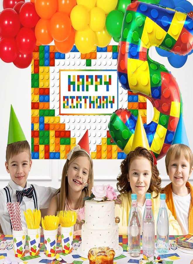 CHANGZHONG 32 Inch Building Block Number 5 Balloons 5 year old Large Big Helium Foil Mylar Balloon for Girls Boys 5th Birthday Party Decoration Supplies - Image 3