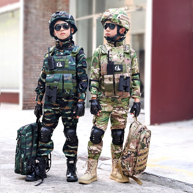 Children'S Camouflage Suit Boys And Girls Summer Short-Sleeved Military Uniform Performance Costume Summer Camp Outdoor Special Forces Military Training Suit - Image 2