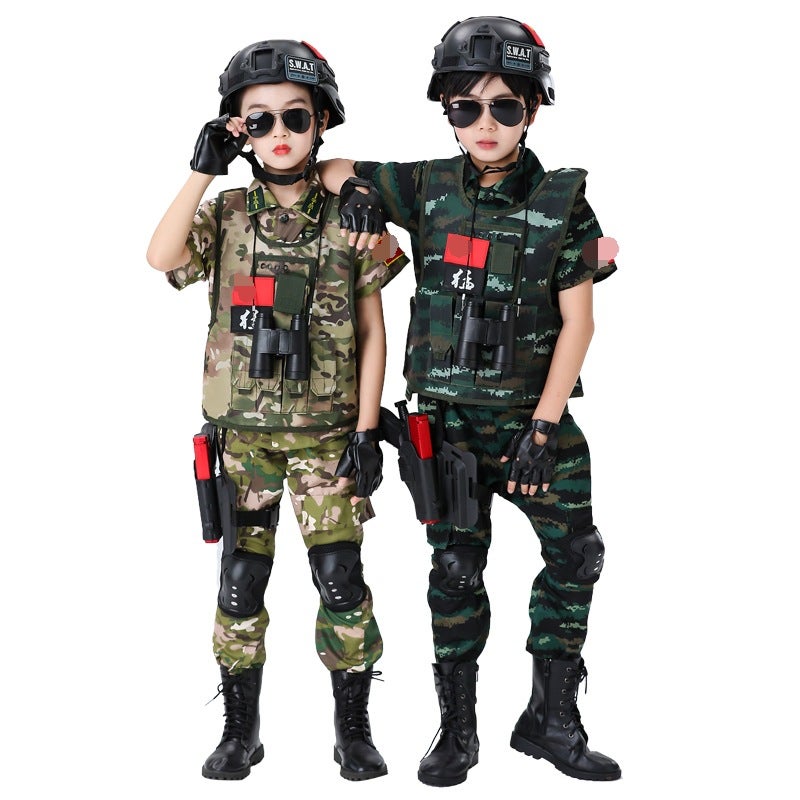 Children'S Camouflage Suit Boys And Girls Summer Short-Sleeved Military Uniform Performance Costume Summer Camp Outdoor Special Forces Military Training Suit - Image 4