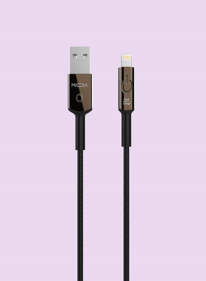 MIQIA Smart Auto Disconnected Data Cable with Breathing Led Light Black - Image 1