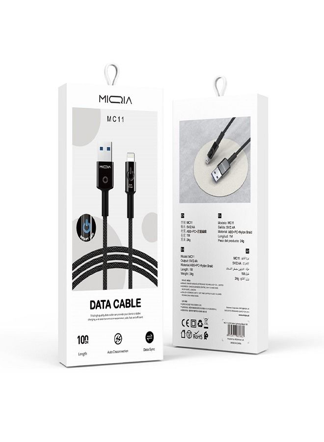 MIQIA Smart Auto Disconnected Data Cable with Breathing Led Light Black - Image 2