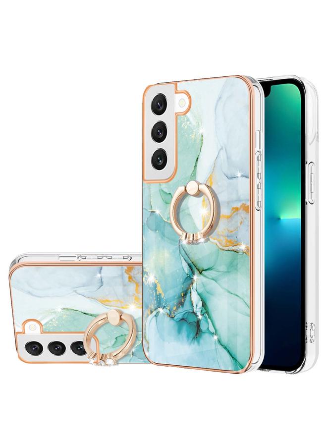 اس-توب جراب لهاتف Samsung Galaxy S23 5G مصنوع من مادة TPU IMD مطلية بالرخام الكهربائي مع حامل حلقي - Image 1