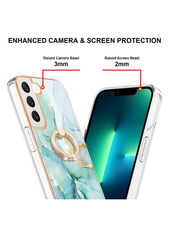 اس-توب جراب لهاتف Samsung Galaxy S23 5G مصنوع من مادة TPU IMD مطلية بالرخام الكهربائي مع حامل حلقي - Image 3