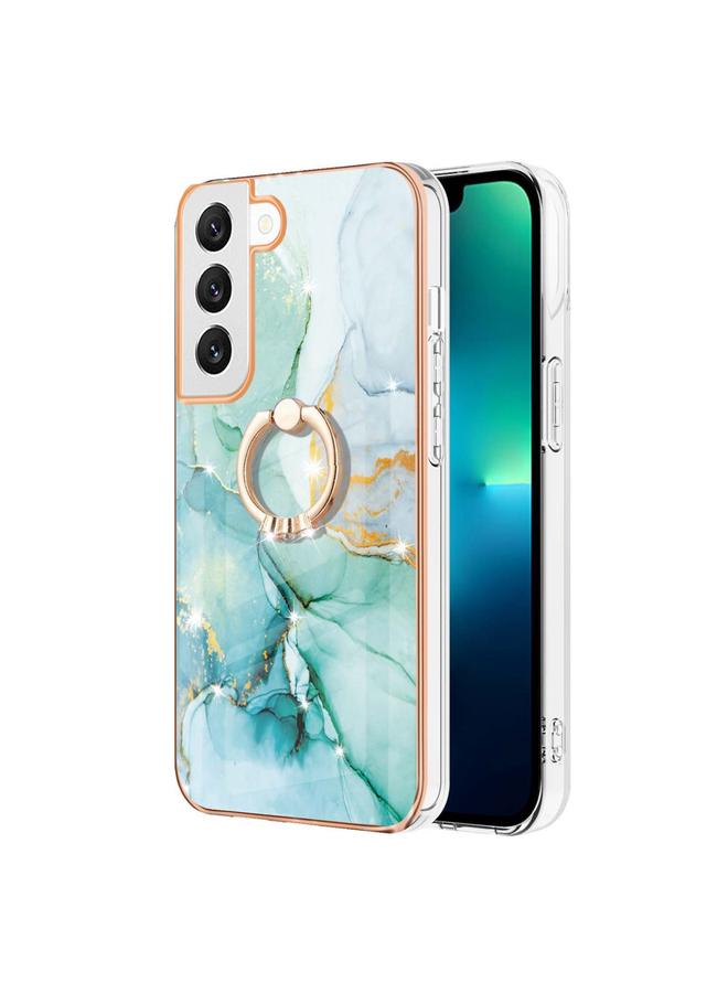 اس-توب جراب لهاتف Samsung Galaxy S23 5G مصنوع من مادة TPU IMD مطلية بالرخام الكهربائي مع حامل حلقي - Image 2