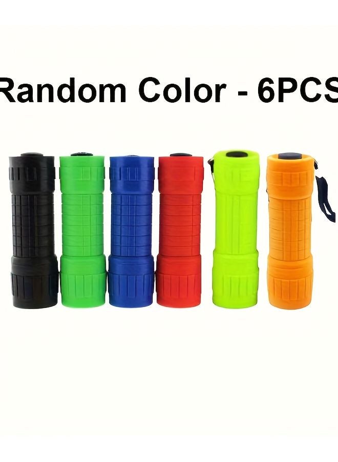 6pcs Portable Flashlights With Cable Multi Color Set For Camping Emergency - Image 1