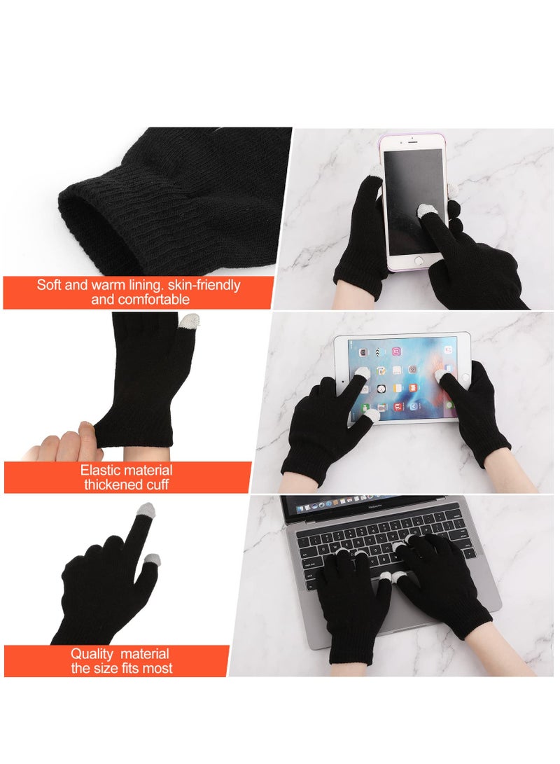 SYOSI 2 Pairs Winter Gloves Warm Finger Touch Screen Gloves Work Thermal Gloves Windproof Stretchy Knit Mittens Solid Sports Gloves For Cold Weather Women Men - Image 5
