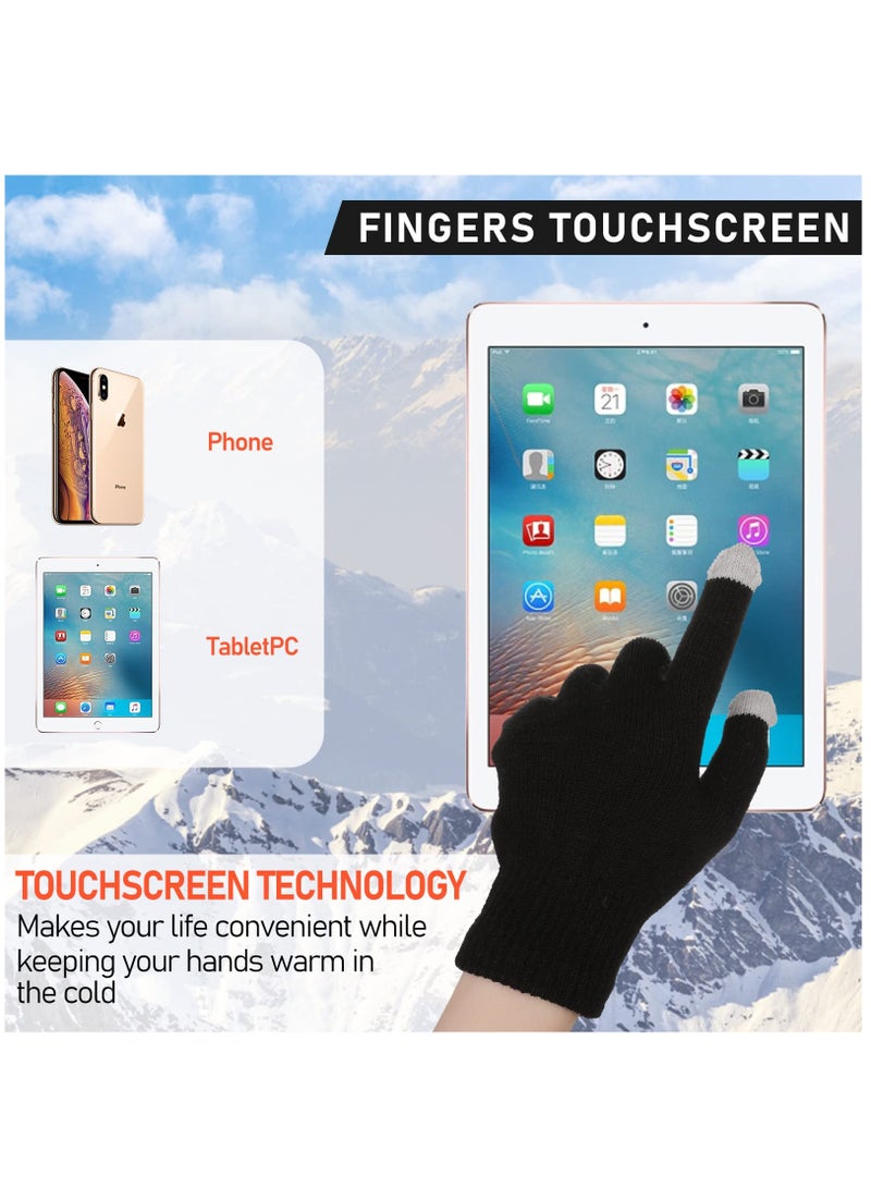 SYOSI 2 Pairs Winter Gloves Warm Finger Touch Screen Gloves Work Thermal Gloves Windproof Stretchy Knit Mittens Solid Sports Gloves For Cold Weather Women Men - Image 4