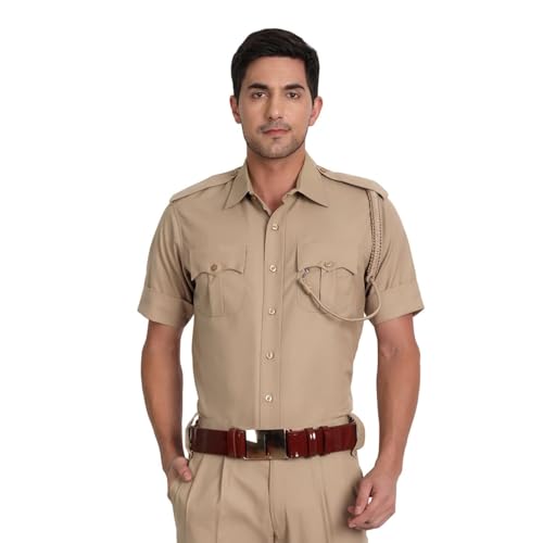 uniformer Khaki Police Half Sleeves Shirt for Men | Men's Durable & Comfortable Uniform | Breathable & Lightweight | Ideal for Police | Easy to Maintain (Khaki_39) - Image 1