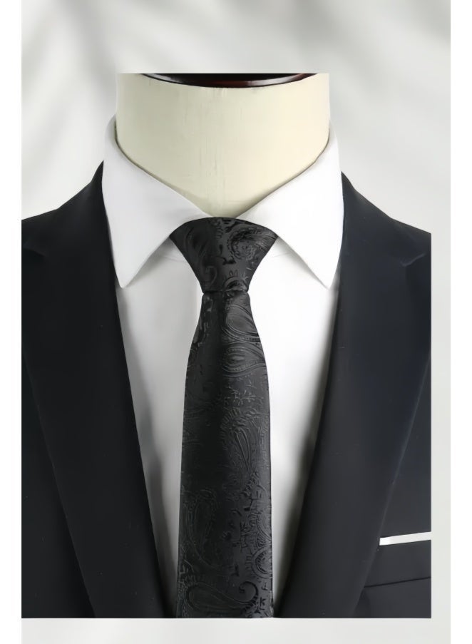 Men's Formal Necktie Design for Weddings & Formal Events, Elegant Textured Fabric Ties for Shirt and Suit-Black - Image 2