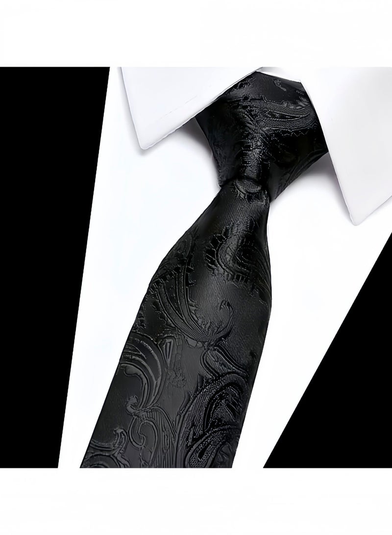 Men's Formal Necktie Design for Weddings & Formal Events, Elegant Textured Fabric Ties for Shirt and Suit-Black - Image 1