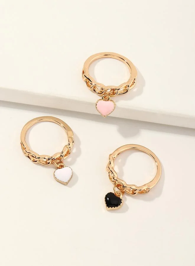 Pack of 3 - Heart Pendant Ring