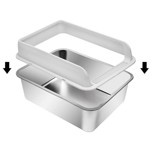 Kichwit Extra Large Stainless Steel Cat Litter Box with High Sides Easy to Clean Smooth Surface Rust Resistant 236 x 157 x 10 with Lid - Image 3