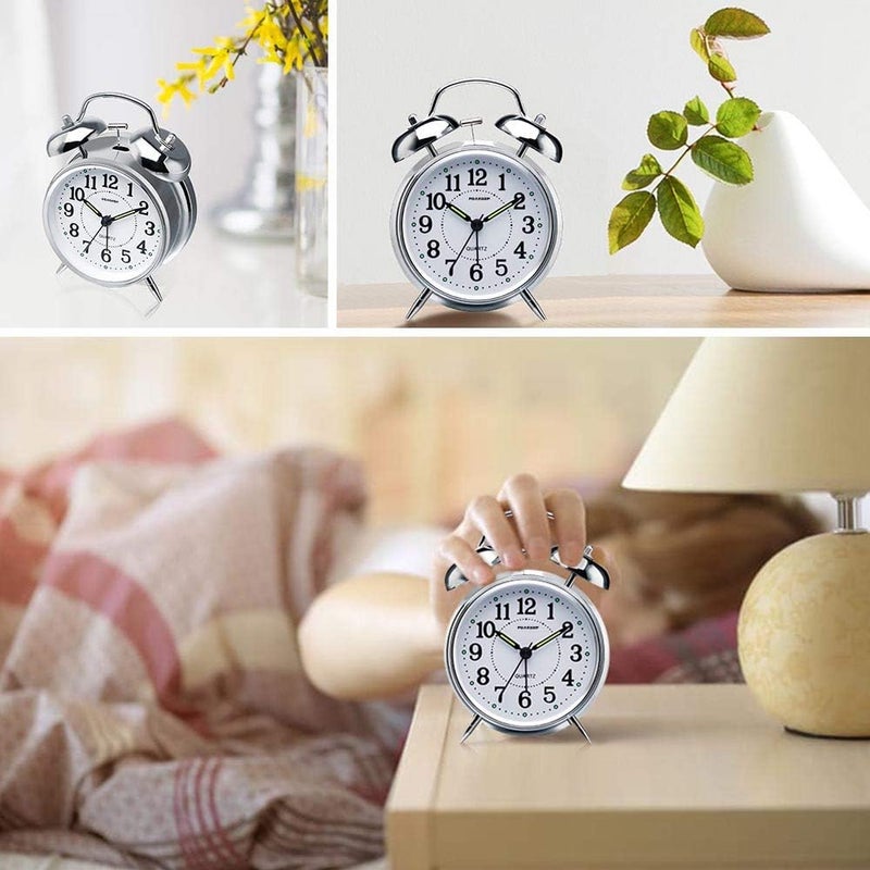 Peakeep 4 inches Twin Bell Loud Alarm Clock for Heavy Sleepers (Chrome Finish) - Image 5