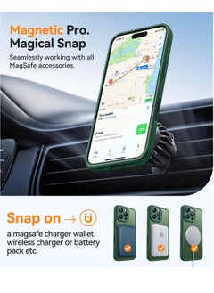 ESCASE Magnetic Cover for iPhone 16 Max Pro 6.9 Inch, MagSafe Compatible, Full Camera Protection, Translucent Matte Slim Protective Shockproof Case, Green  - Image 4