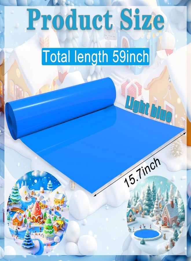 Gansita Christmas Village Miniature Ocean Display Mat 59''x15.7'' Cuttable Christmas Village Ocean Mat Xmas Villages PVC Pad Decoration Blue Village Display Landscape Accessories for Xmas DIY Home Decoration - Image 2