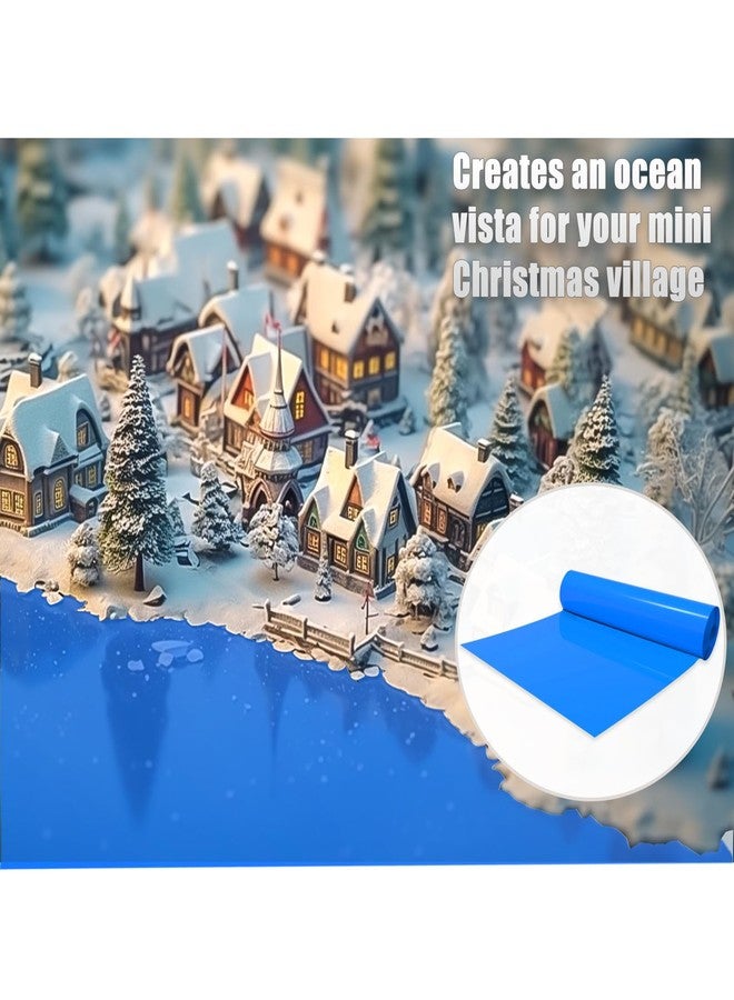 Gansita Christmas Village Miniature Ocean Display Mat 59''x15.7'' Cuttable Christmas Village Ocean Mat Xmas Villages PVC Pad Decoration Blue Village Display Landscape Accessories for Xmas DIY Home Decoration - Image 5