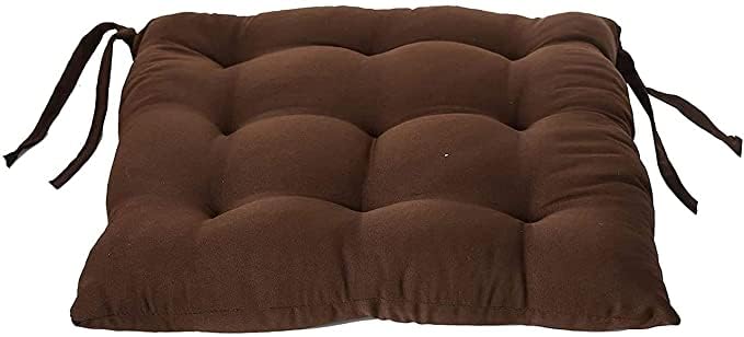 TEEJA Geomatric Printed Microfiber Durable Comfortable Soft Square Chair Pad Cushion Seat Pad with Ties 16INCHES 16 INCHES Brown 3 - Image 2