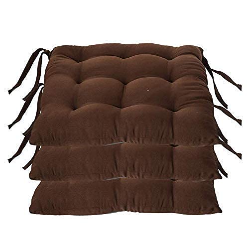 TEEJA Geomatric Printed Microfiber Durable Comfortable Soft Square Chair Pad Cushion Seat Pad with Ties 16INCHES 16 INCHES Brown 3 - Image 1