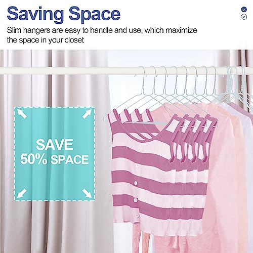 SPECILITE Wire Metal Clothes Hangers Bulk 50 Pack with Groove, 16.7 Inch, 12 Gauge Ultra Thin, Non Slip, for Standard Size Suits, Shirts, Pants, Skirts, White - Image 2