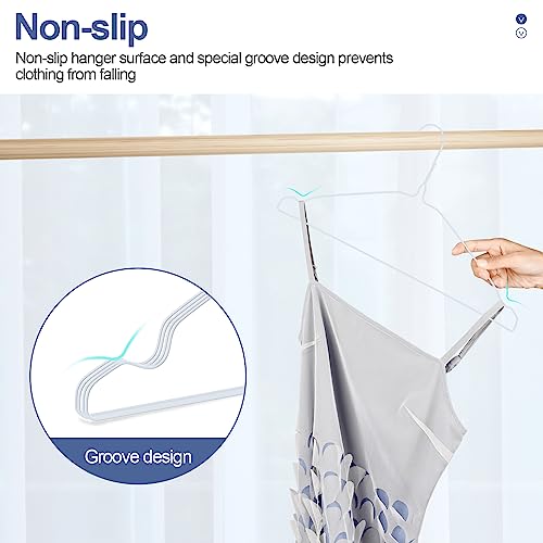 SPECILITE Wire Metal Clothes Hangers Bulk 50 Pack with Groove, 16.7 Inch, 12 Gauge Ultra Thin, Non Slip, for Standard Size Suits, Shirts, Pants, Skirts, White - Image 4