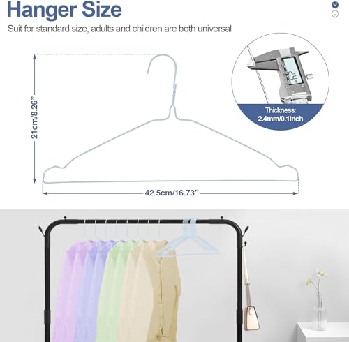 SPECILITE Wire Metal Clothes Hangers Bulk 50 Pack with Groove, 16.7 Inch, 12 Gauge Ultra Thin, Non Slip, for Standard Size Suits, Shirts, Pants, Skirts, White - Image 5