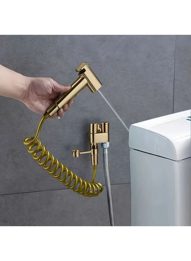 Silvery Wall Mounted Handheld Urinal Spray Gun With Powerful Water Flow And Adjustable Bracket - Image 2