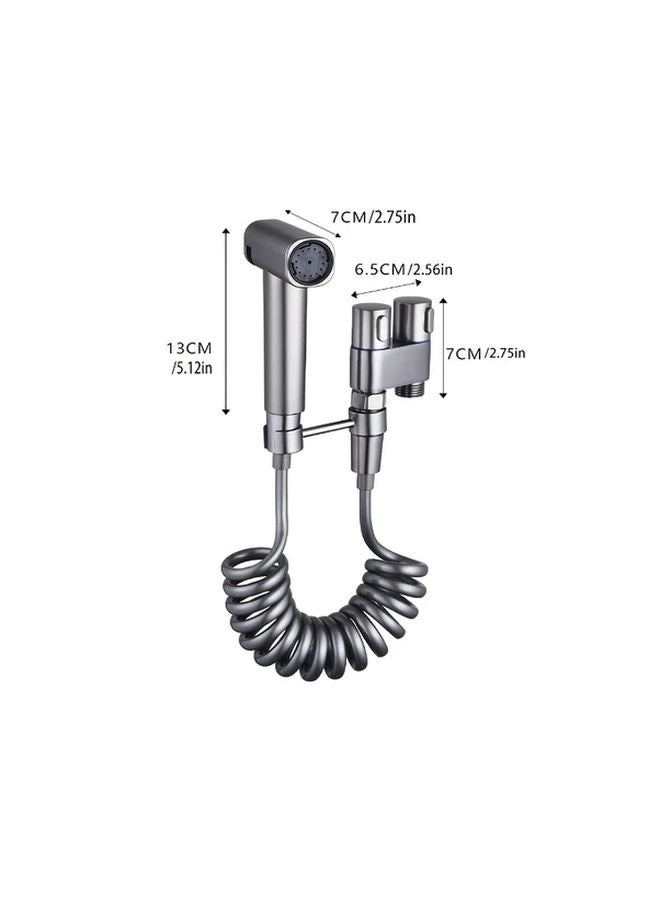 Silvery Wall Mounted Handheld Urinal Spray Gun With Powerful Water Flow And Adjustable Bracket - Image 4