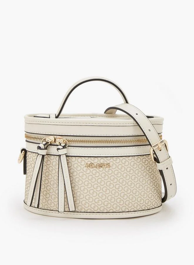 Monogram Print Crossbody Bag With Detachable Strap