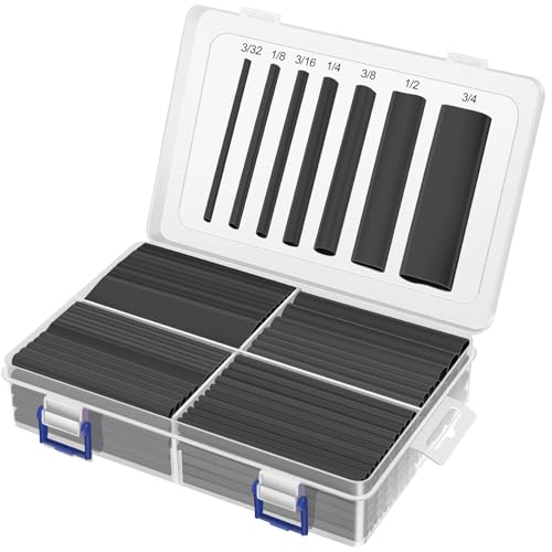 XHF UL Listed 205 PCS Length 3.5" Black 3:1 Waterproof Automotive Electrical Heat Shrink Tubing Assortment Kit Large Size Marine Grade Adhesive Lined Tube, Insulation Sealing - Image 1