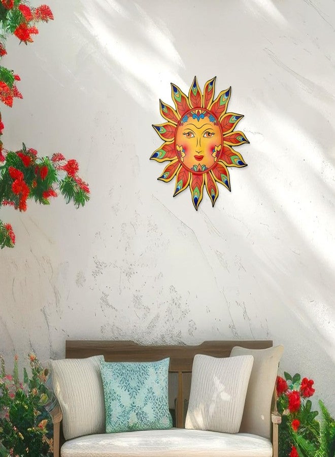 Daogtc Metal Sun Wall Decor - 13 inches Sun Flower Wall Art Decoration,Hanging Decoration for Home Garden Farmhouse Yard Patio Fence Living Room Bedroom - Image 2