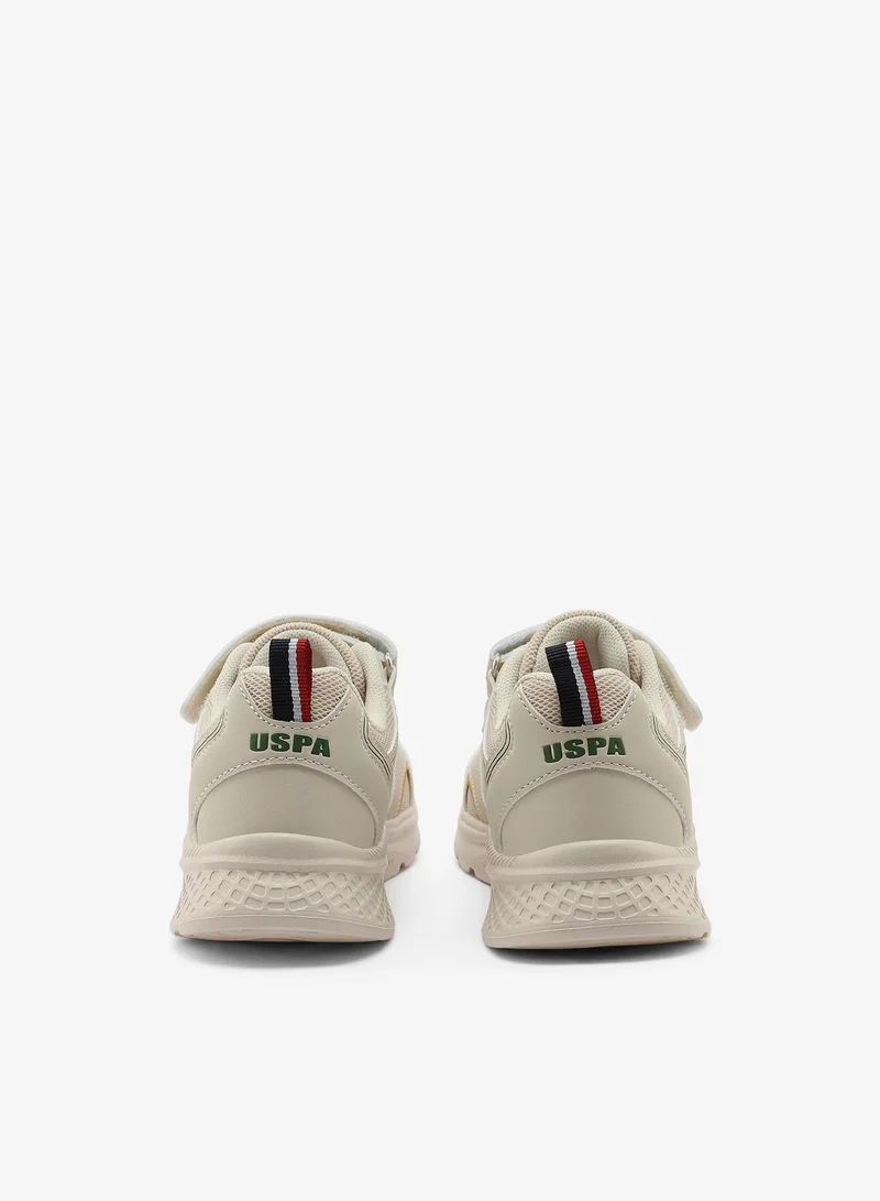U.S. Polo Assn. beige Kids Beige Low-Top Casual Sneakers with Velcro Strap - Sleek Everyday Style and Comfort for Effortless Wear for Kids | Best Price UAE