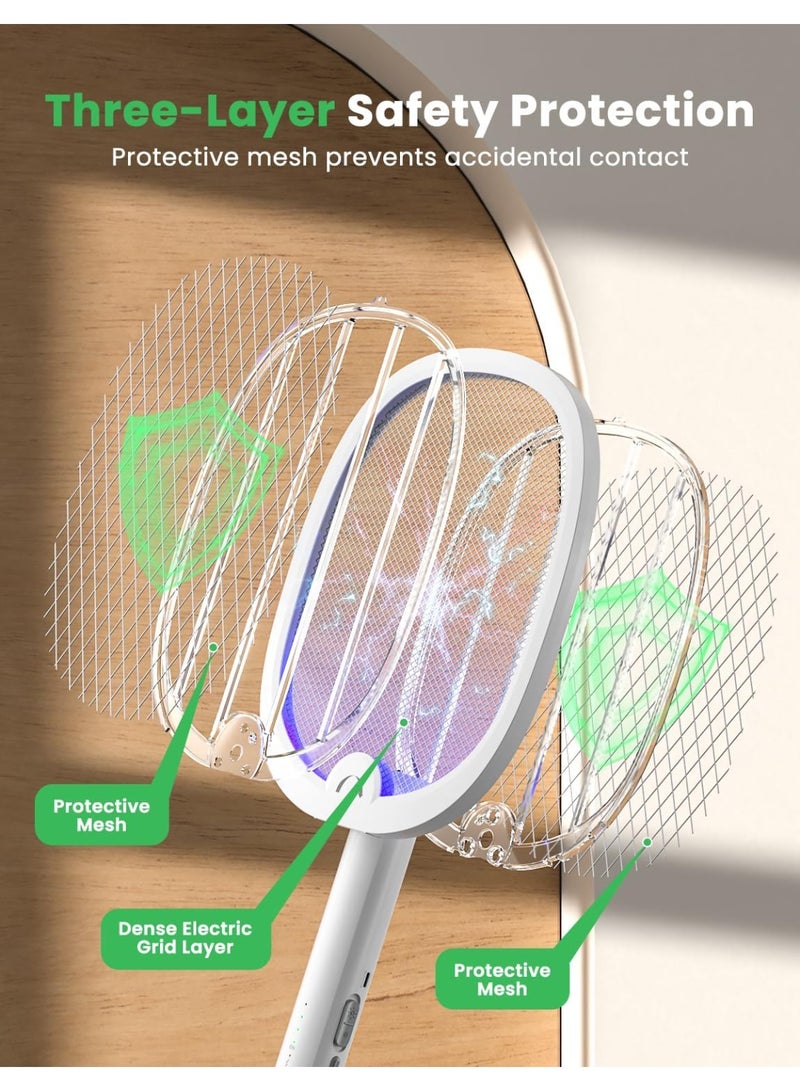 general Electric Fly Swatter Foldable Bug  Racket 2 in 1 Mosquito Killer with Purple Attractant Light Rechargeable 1800mAh for Indoor Home Backyard Patio Camping - Image 5