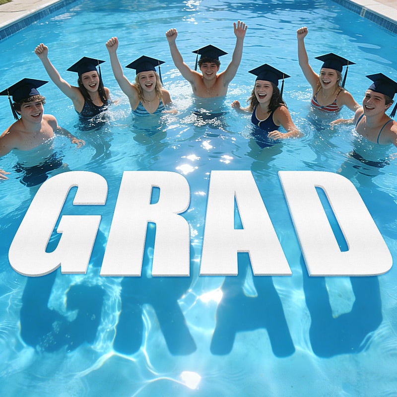 APUDWN Large Grad Prom 2026 Floating Letters for Graduation 20" White Foam Pool Decorations for Grad Prom Party Graduation Pool Float Decor, Photo Props for Seniors, Class of 2026 (Grad) - Image 1